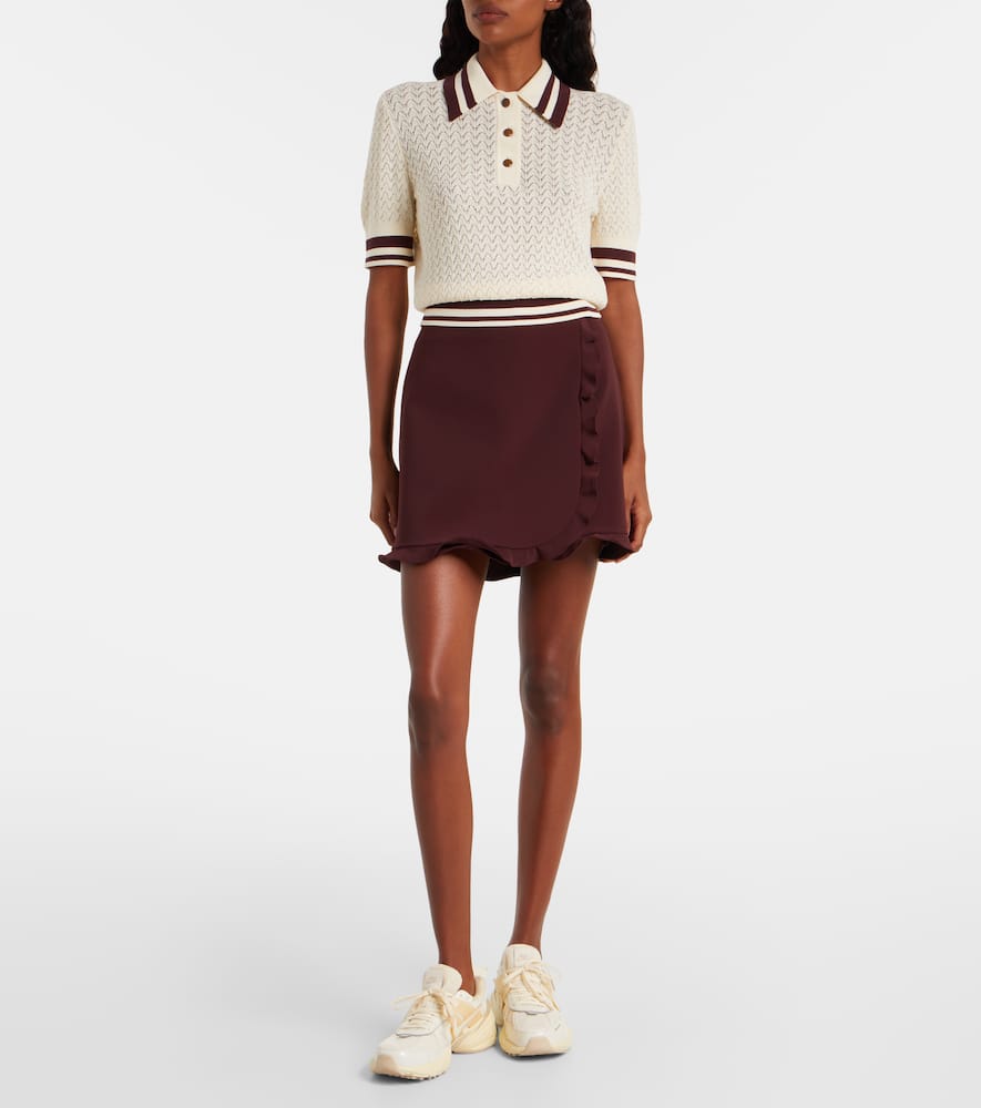 Cotton pointelle polo shirt