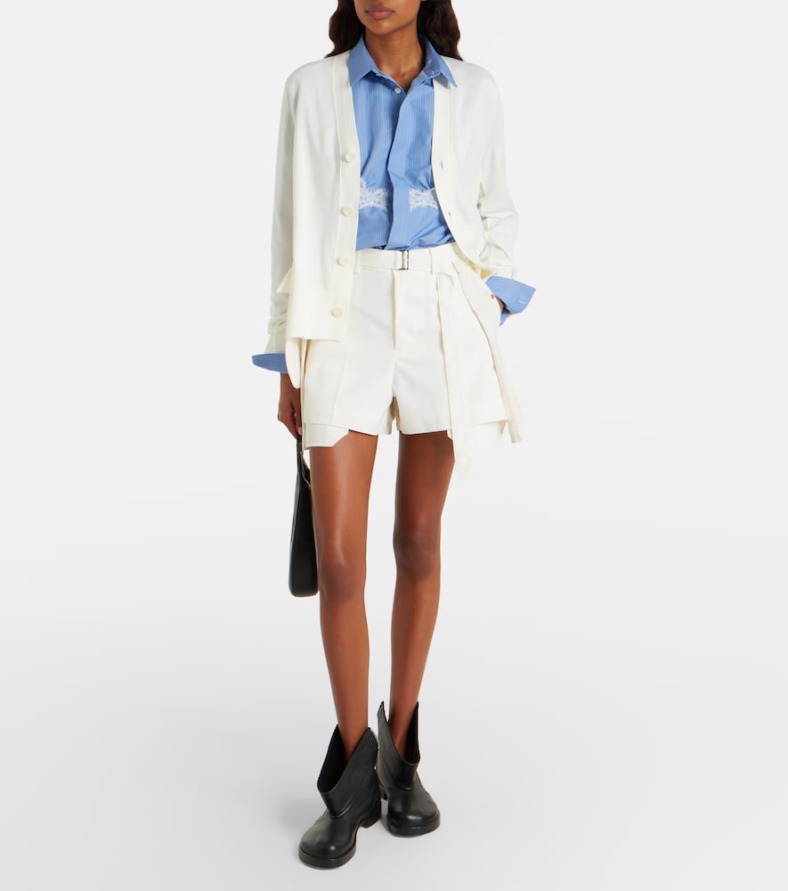 Paneled denim shorts