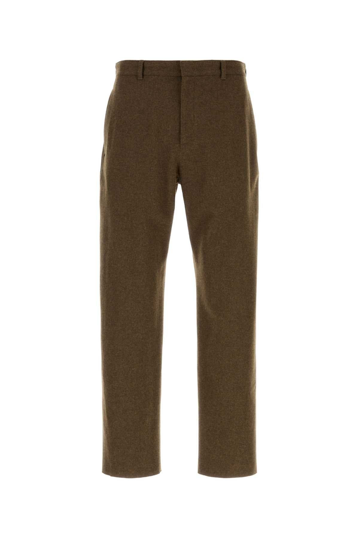 Virgin Wool Felt Trousers — Brown