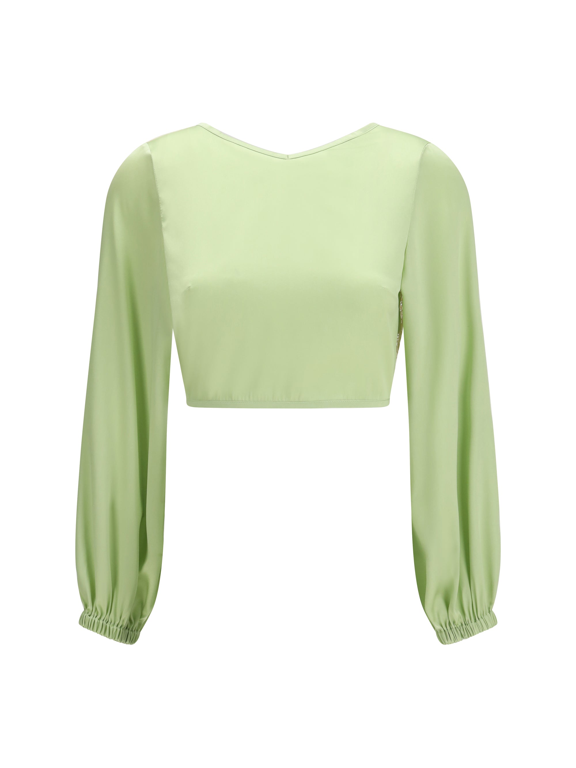 V-Neck Silk Blouse — Green