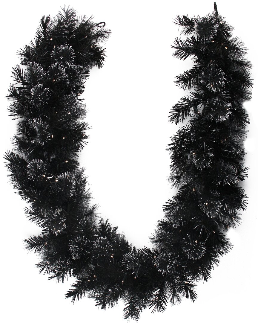 Northlight 6ft X 9 Pre-Lit Battery Operated Black Bristle Artificial Christmas Garland - Warm White LED Lights