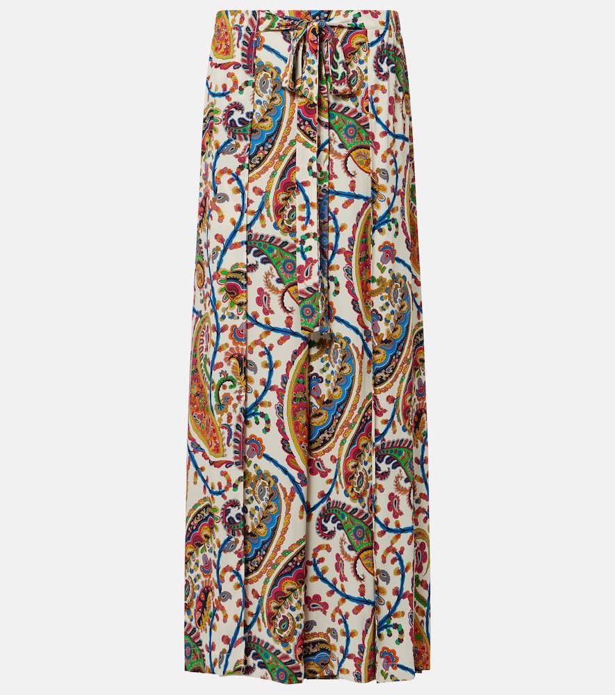 Paisley pleated maxi skirt