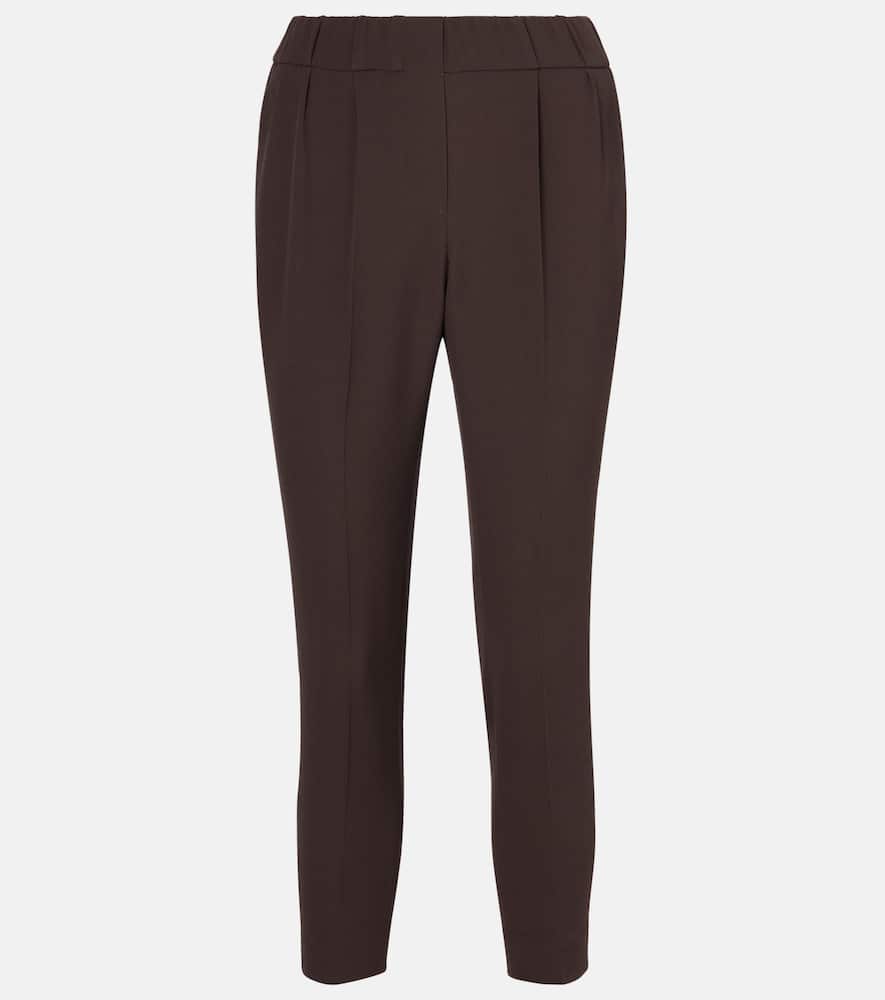 Cropped crêpe slim pants