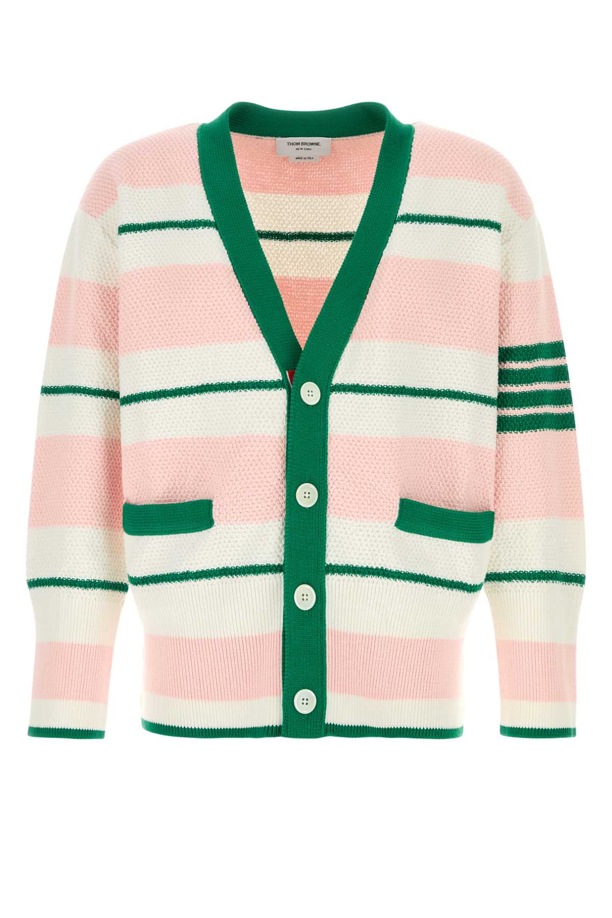 Striped Cotton Cardigan — Pink