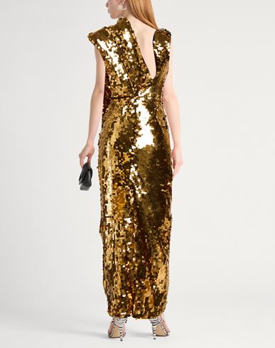 Woman Maxi dress Gold Size 10 Polyester