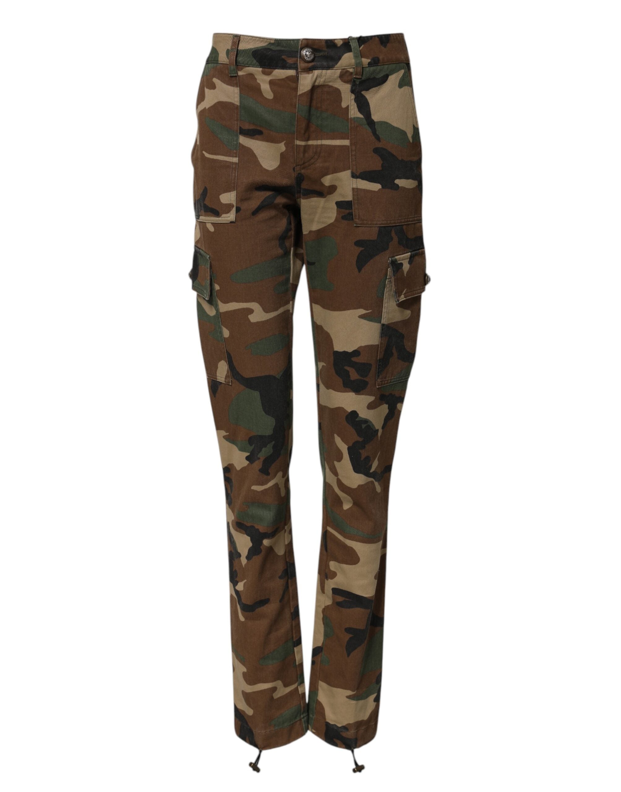 Camouflage Cotton Cargo Pants — Brown