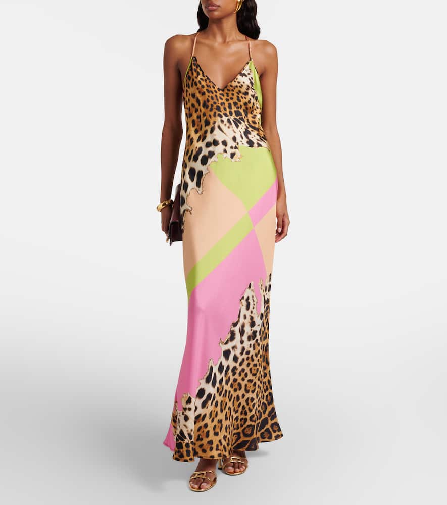 Printed silk slip dress