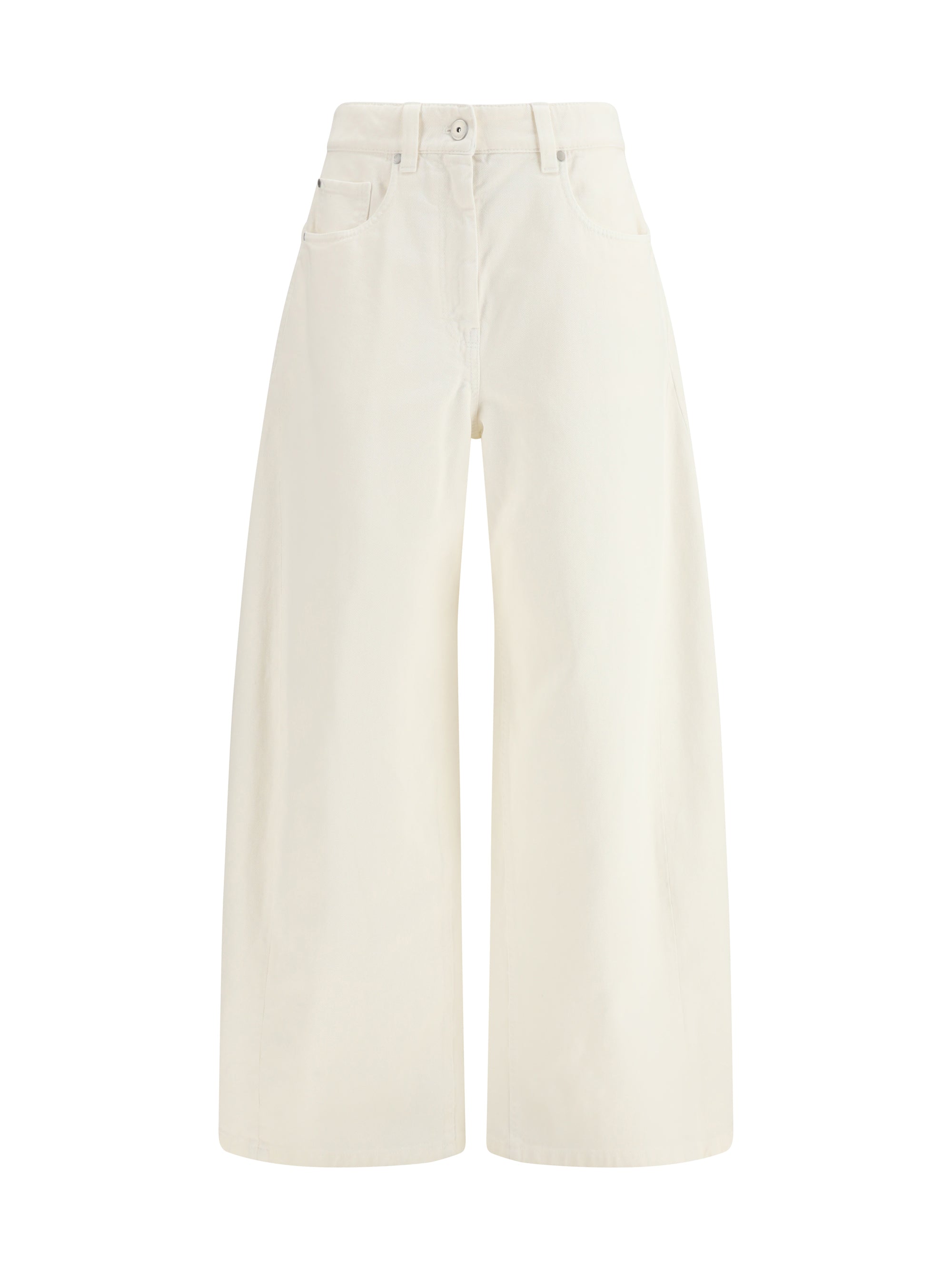 Wide-Leg Cotton Trousers — White