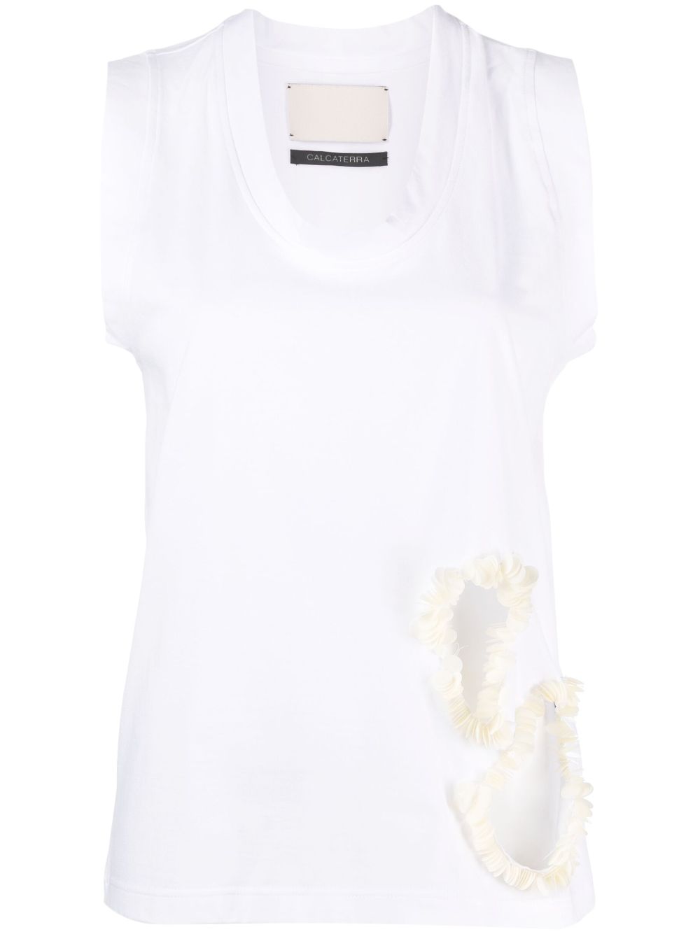 Cut-out-detail cotton vest - White