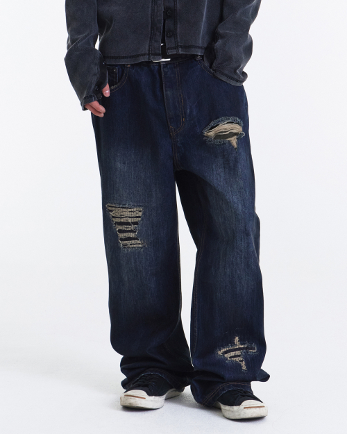 Dirty Faded Straight Denim Pants