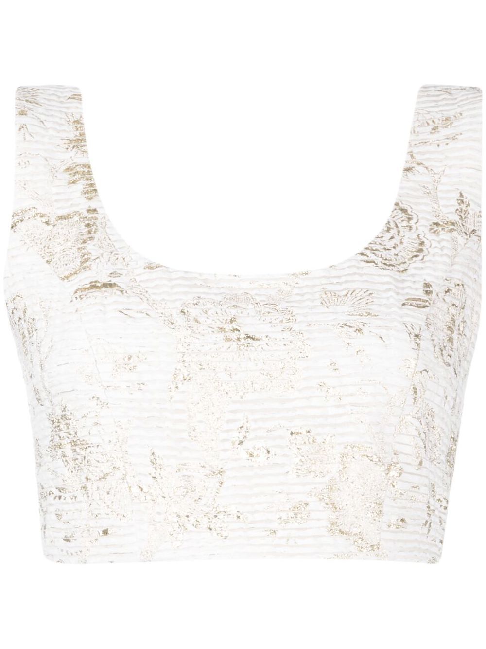 Floral-pattern cropped top - White