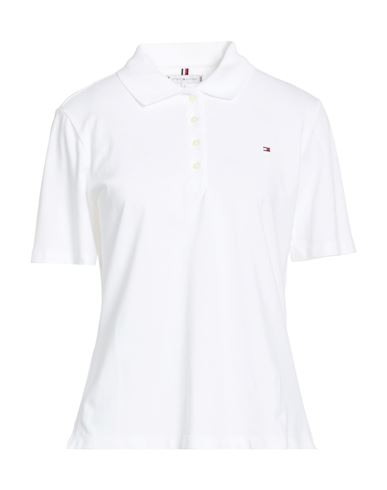 Woman Polo shirt White Size S Cotton, Elastane
