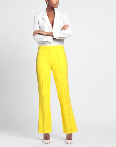 Woman Pants Yellow Size 12 Virgin Wool, Polyamide