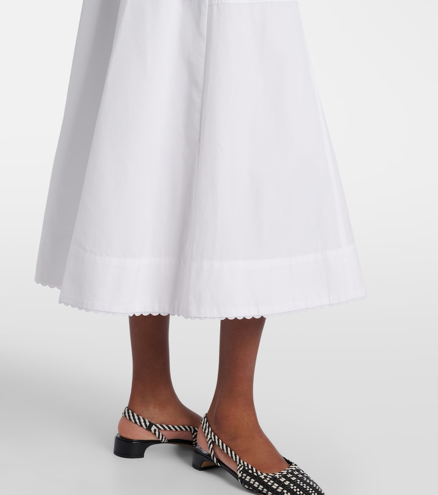 Scalloped cotton poplin midi skirt