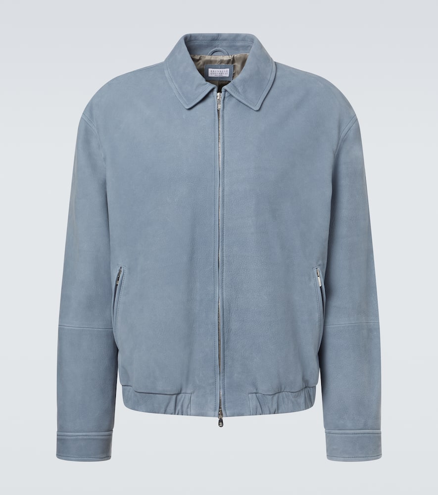 Leather blouson jacket