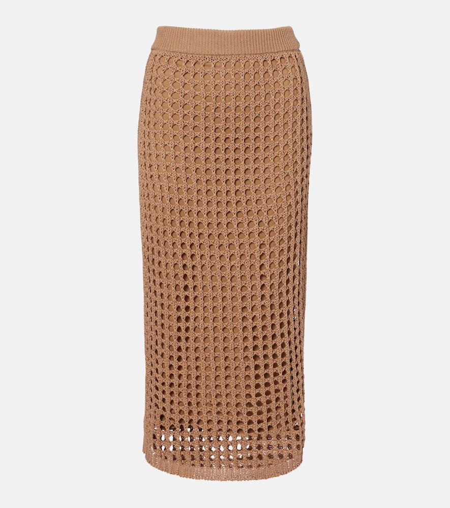 Geode open-knit cotton midi skirt