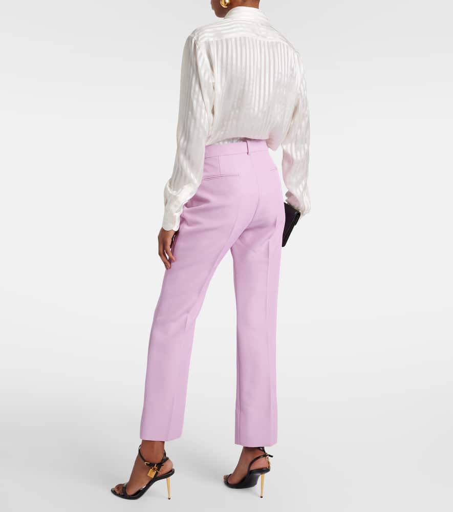 Wool-blend slim pants