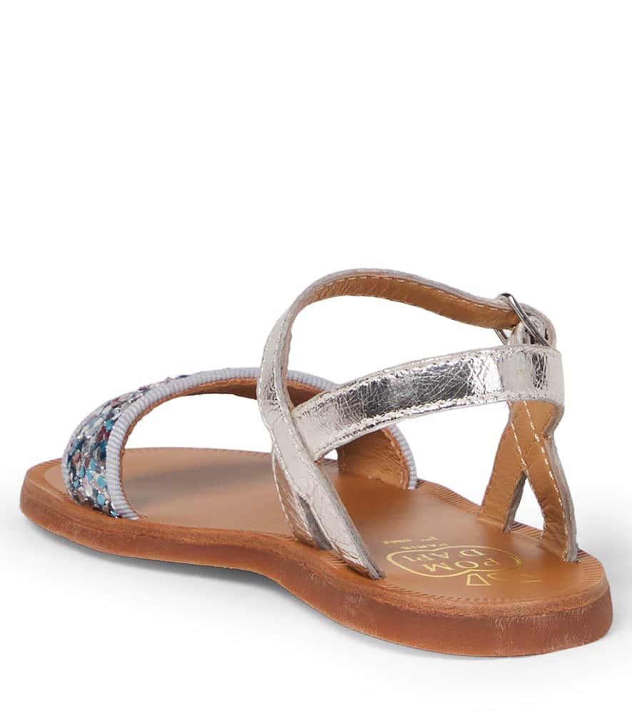 Plagette Buckle glitter leather sandals