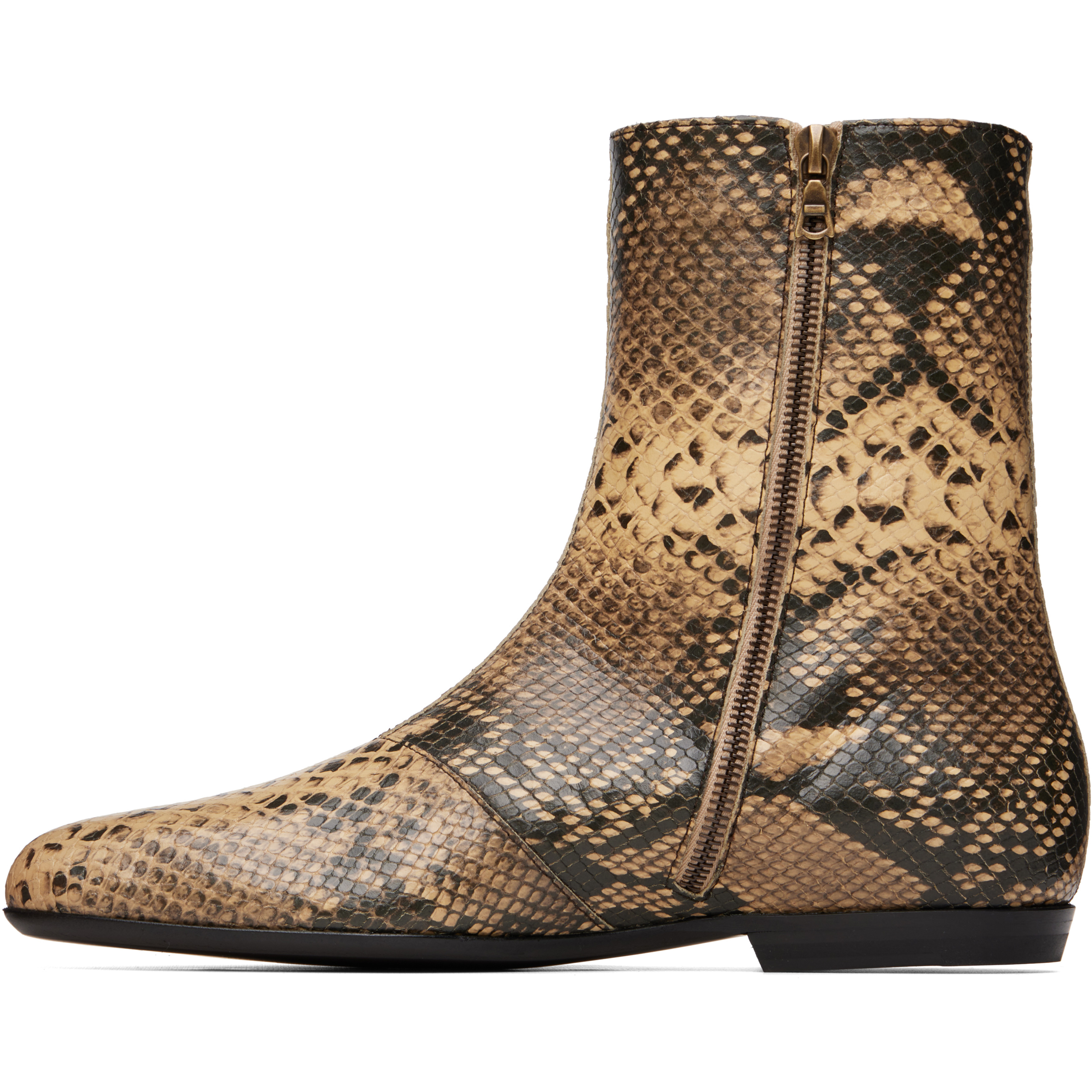 Beige Leather Sock Boots