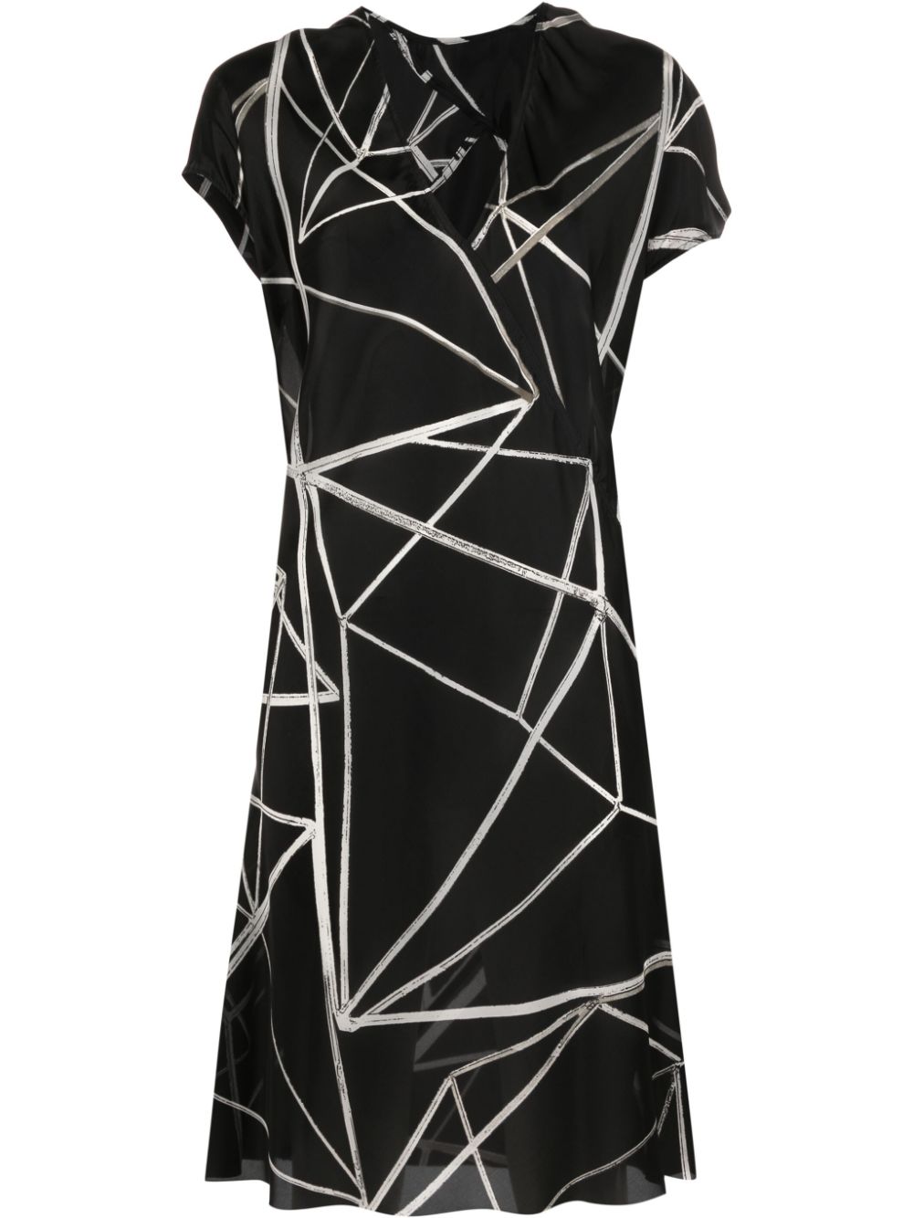 Geometric-print wrap dress - Black