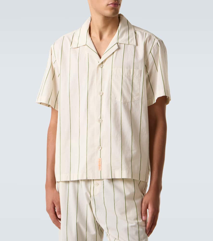 Celery striped cotton bowling shirt