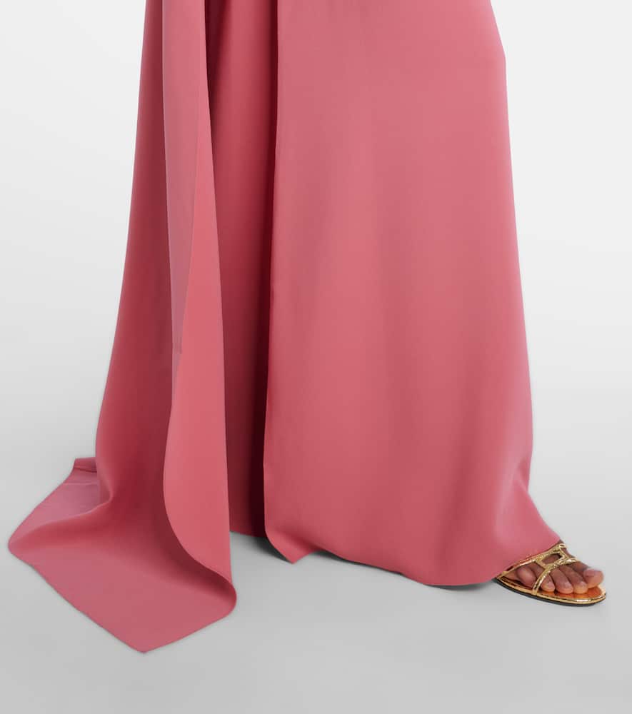 Caped silk-blend gown