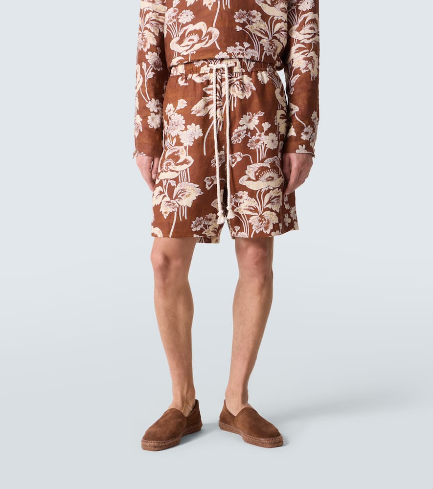 Floral linen Bermuda shorts