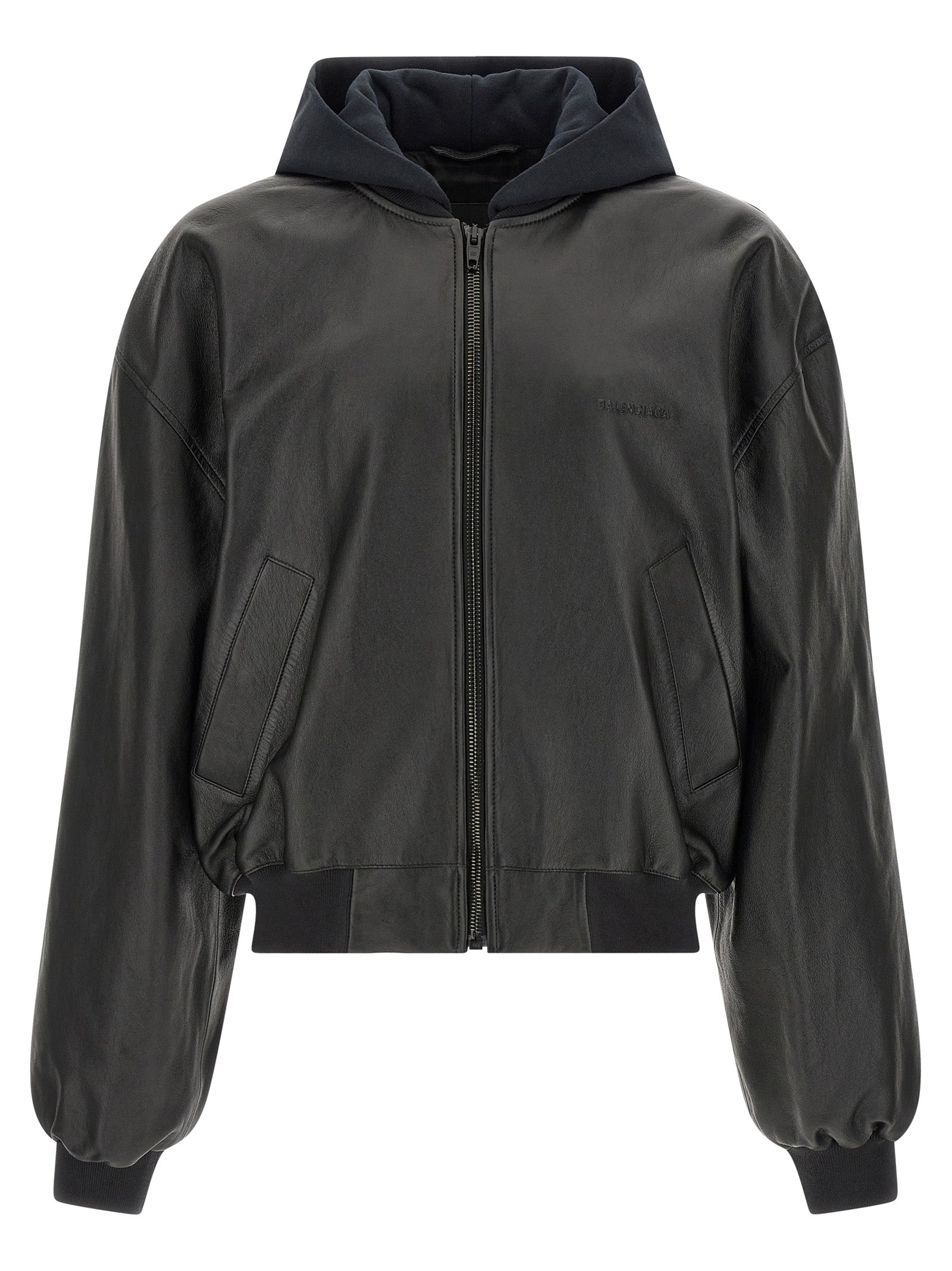 Lamb Leather Bomber Jacket — Black