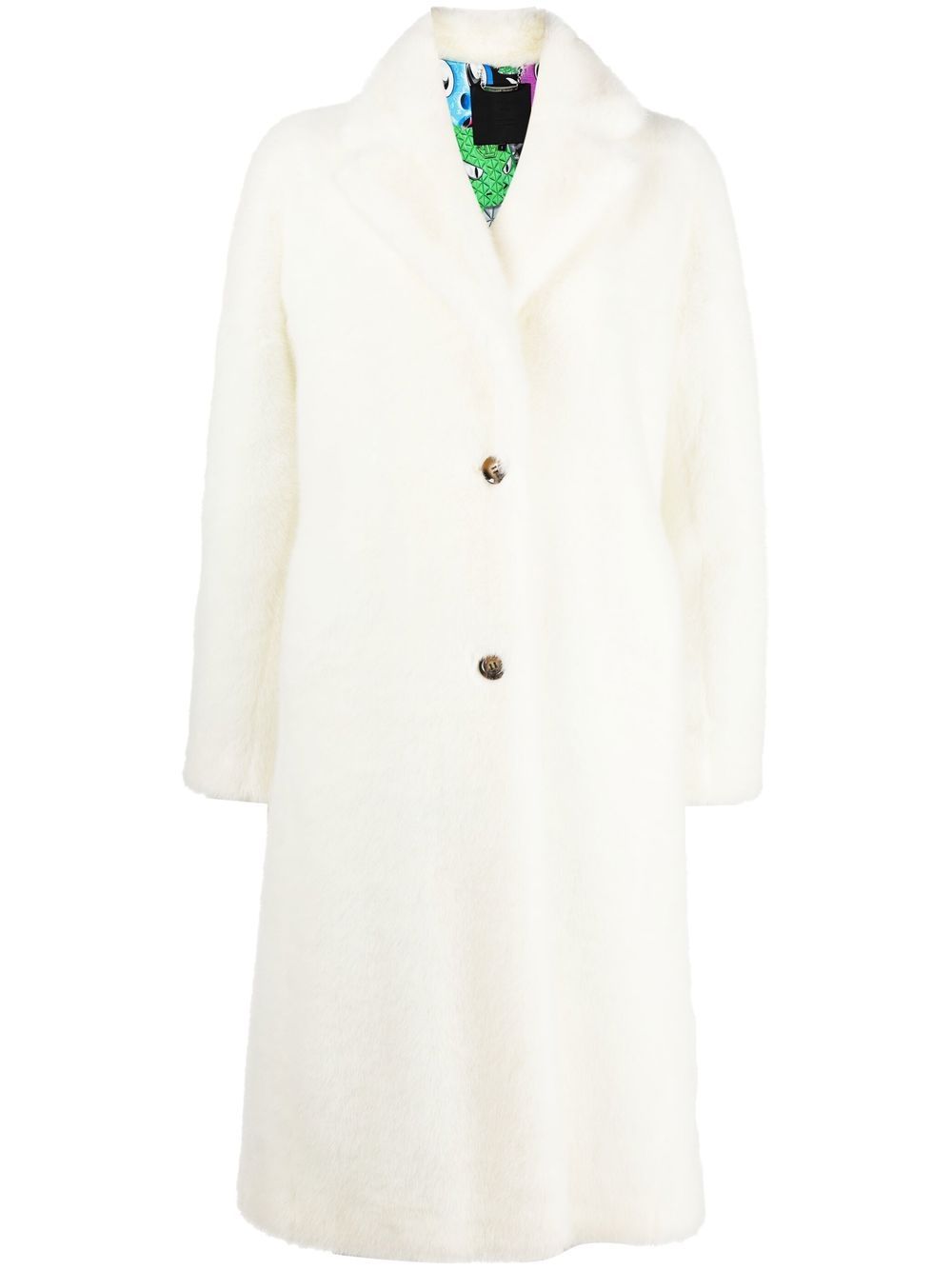 Monster-print faux-fur coat - White