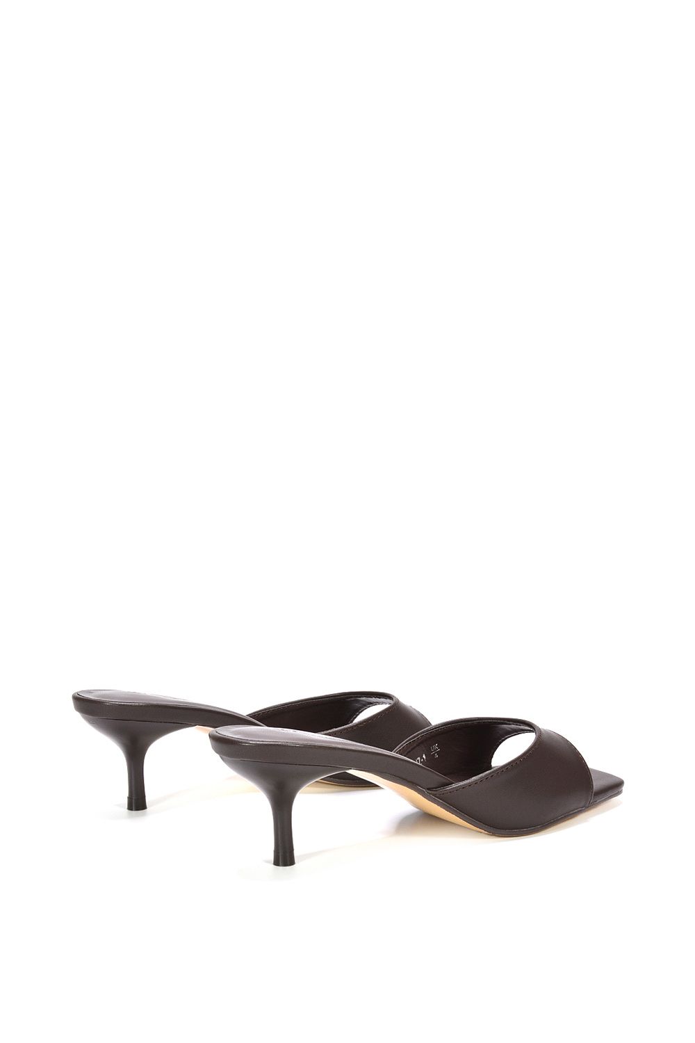Xy London 'jane' Square Toe Kitten Heel Slip On Heeled Sandal Mules In Brown