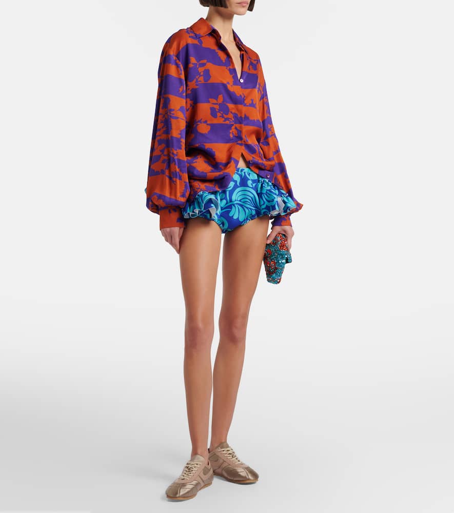 Ruffled printed shorts