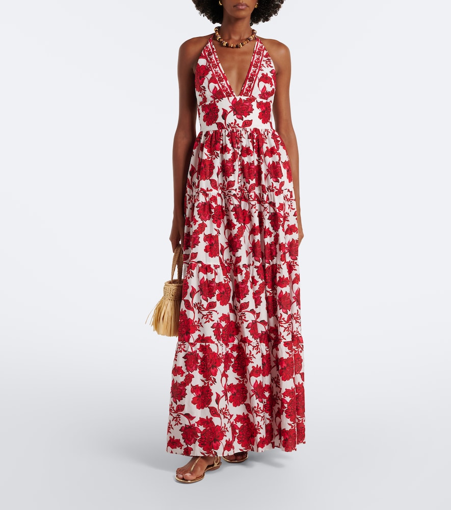 Clover floral cotton and silk maxi dress
