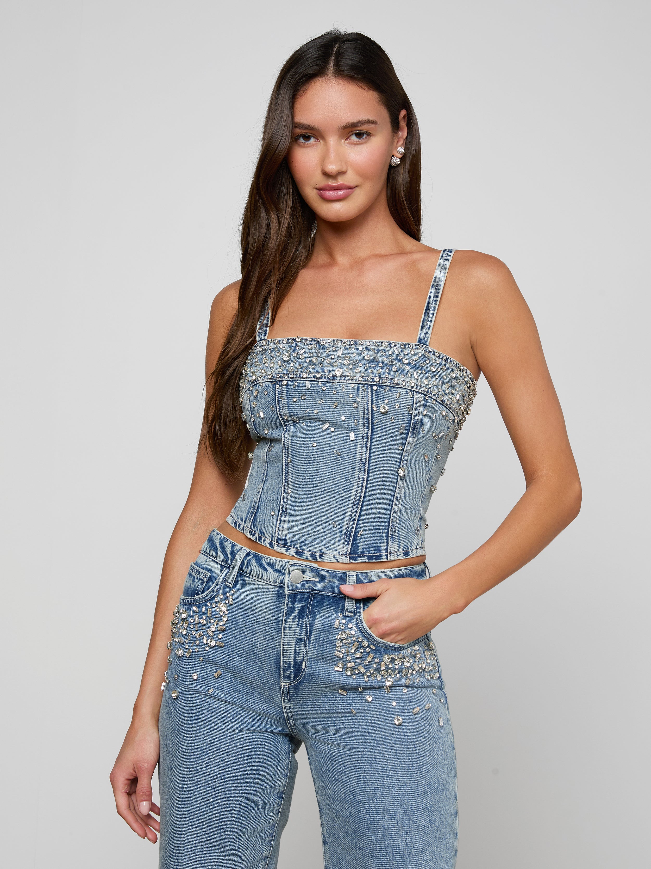 Arlin Embellished Tank Top In Malibu
