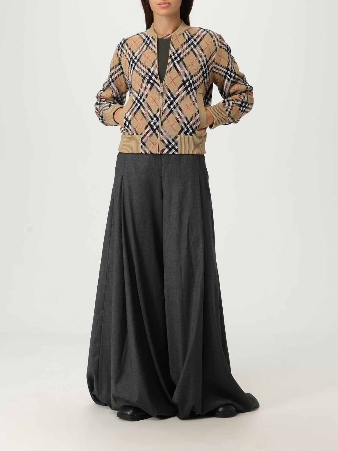 Vintage Check-trim jumper - Brown
