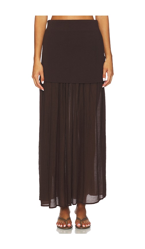Line & Dot Rhone Mix-media Skirt in Brown. M. Also in