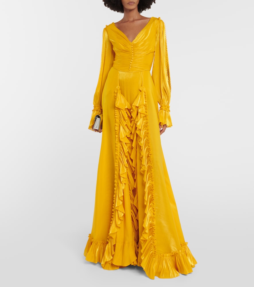 Ruffle-trimmed gown