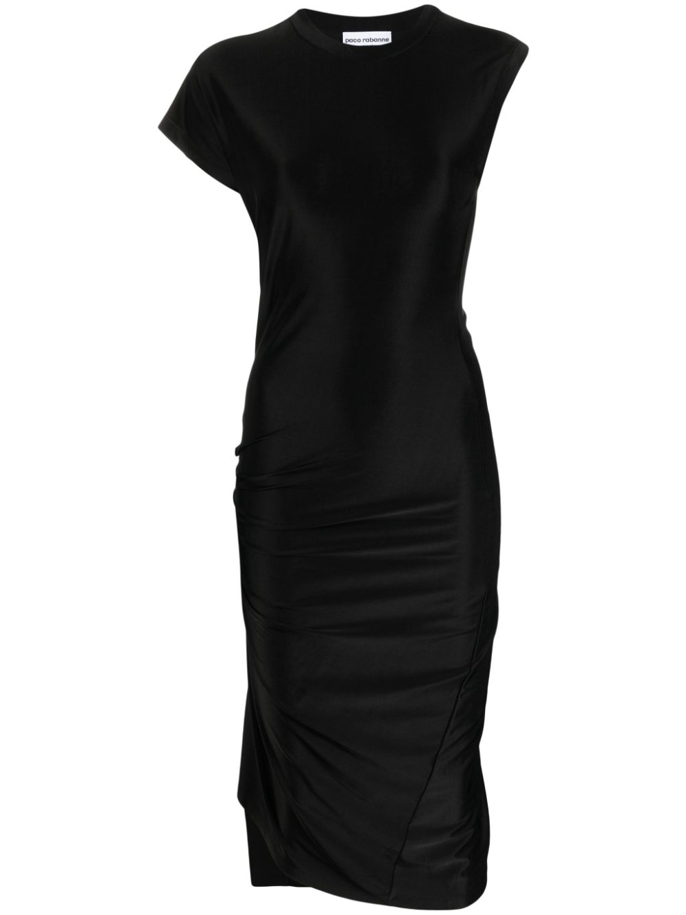 Asymmetric draped midi dress - Black