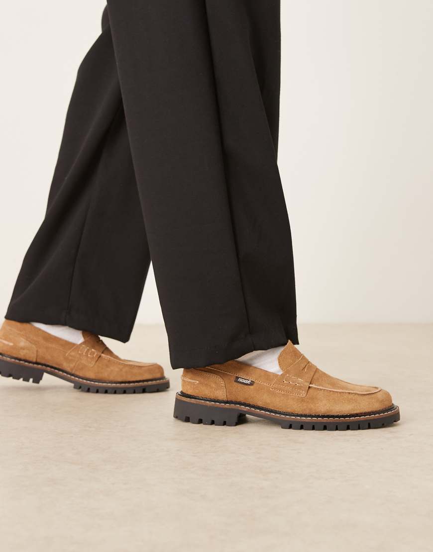 Made in Portugal loafers in tan suede with cleated sole-Brown