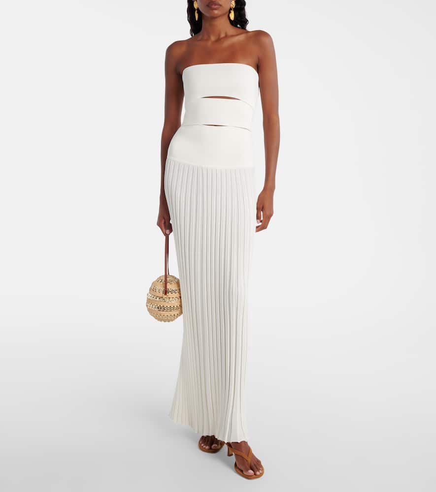 Slash cutout ribbed-knit maxi dress