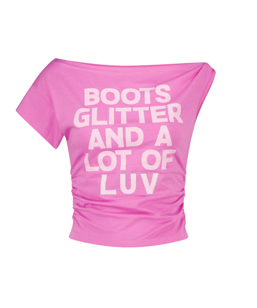 TWIST UNBALANCE LETTERING T-SHIRT PINK