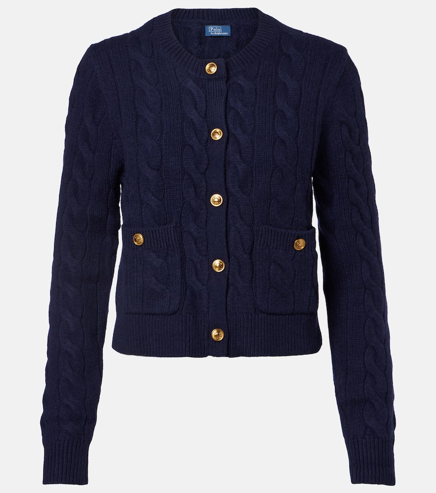 Cable-knit wool and cashmere cardigan
