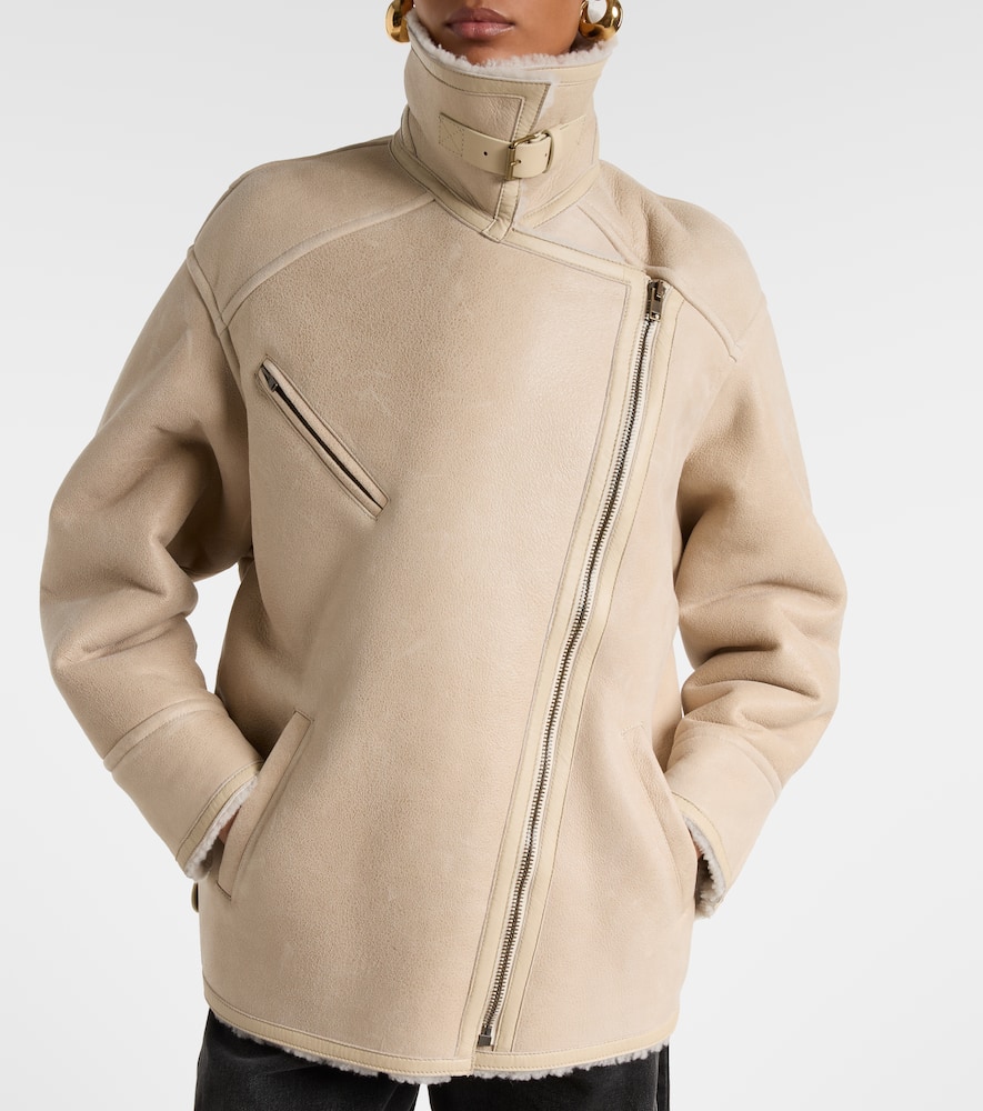 Adelina shearling-trimmed leather jacket