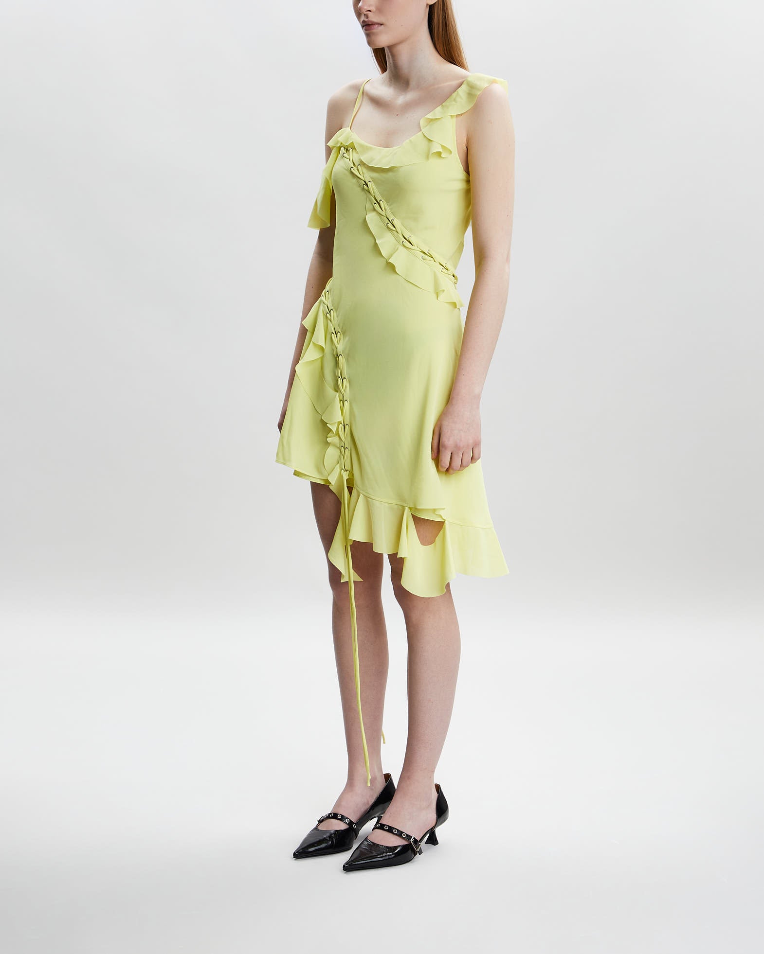 Acne Studios Dress Ruffle Mini Yellow