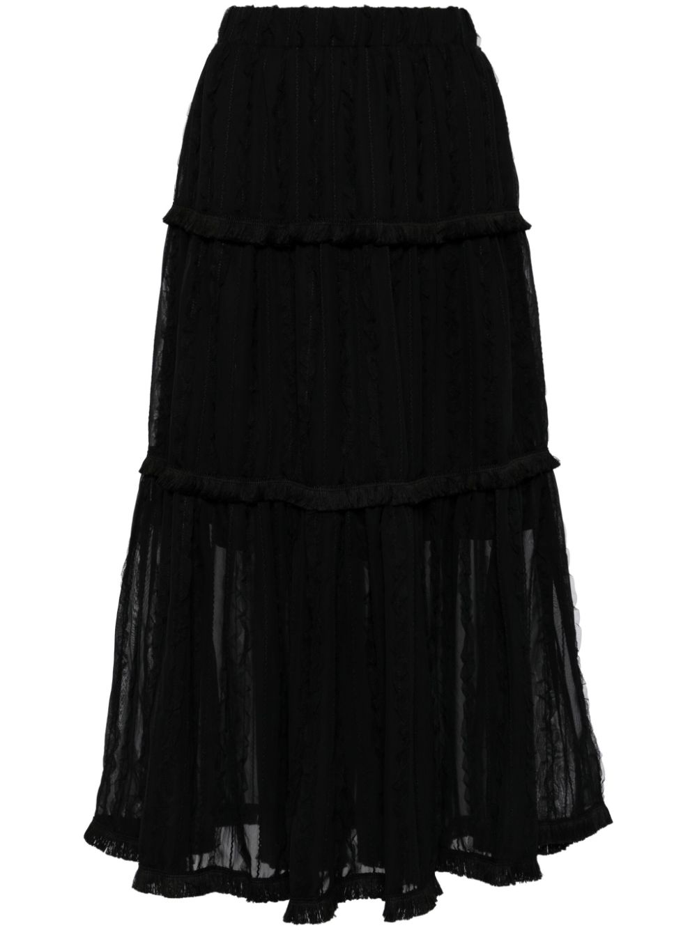 Tiered midi skirt - Black