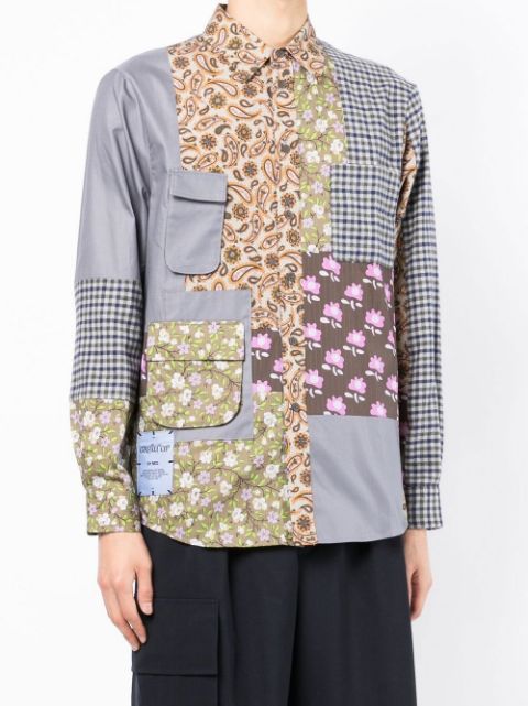 Patchwork long-sleeve shirt
