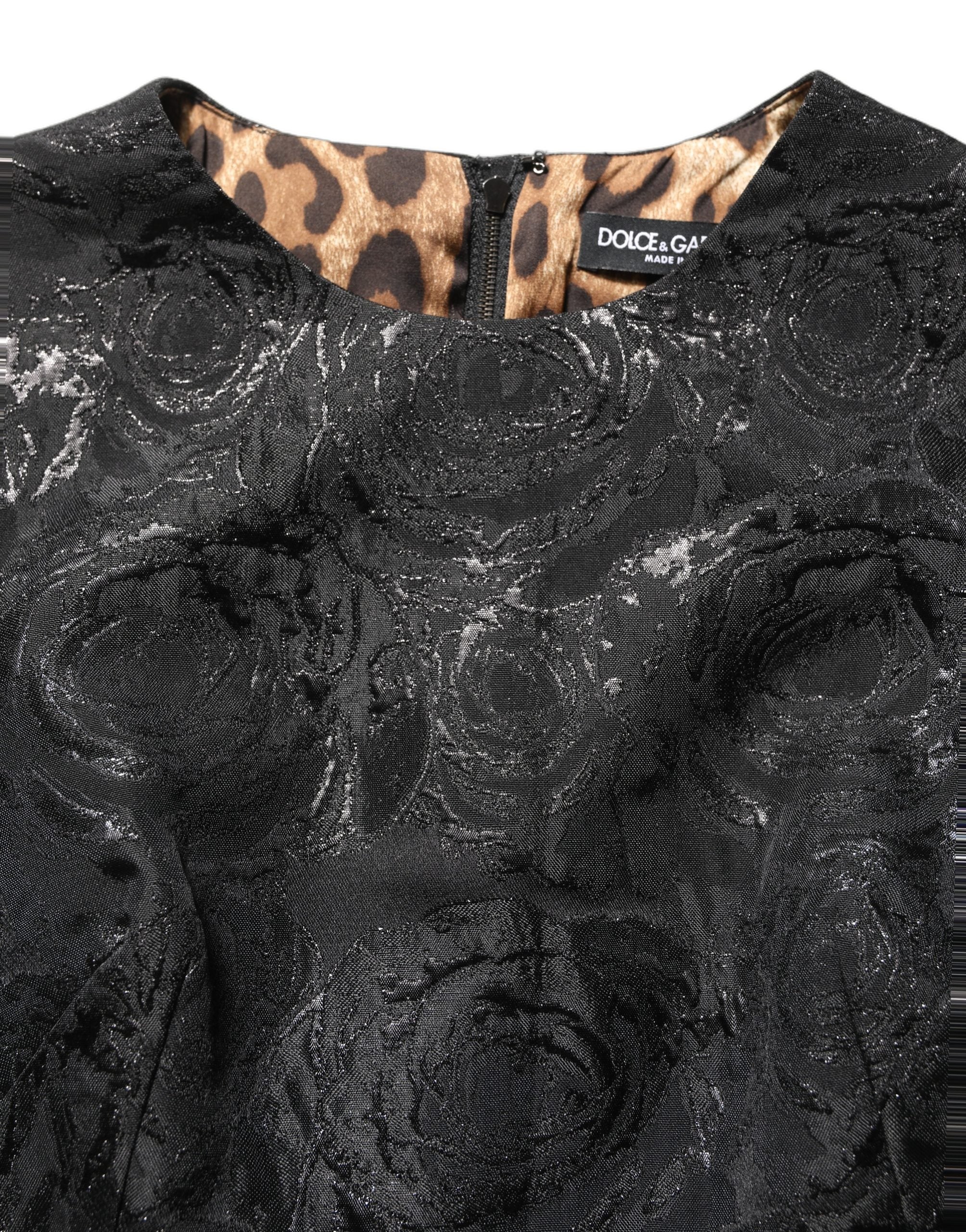 Floral Jacquard Dress — Black