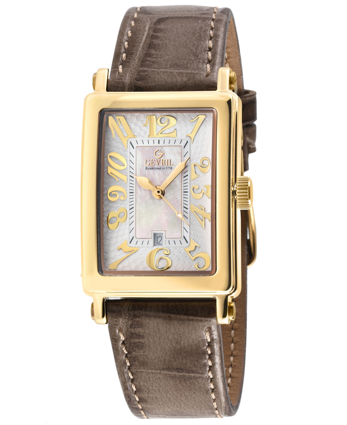 Women's Avenue of Americas Mini Swiss Quartz Brown Italian Leather Strap Watch 25mm x 32mm - Gold