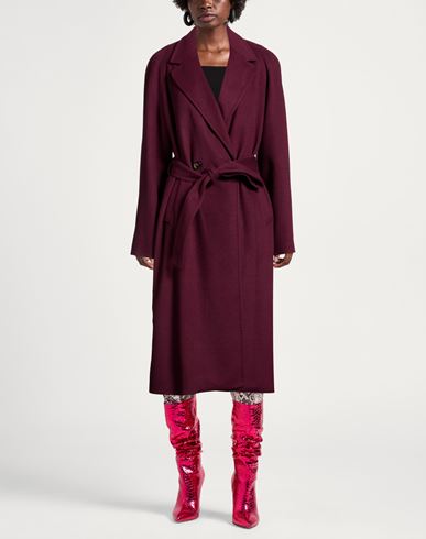 Woman Coat Burgundy Size 10 Wool, Polyester, Acrylic