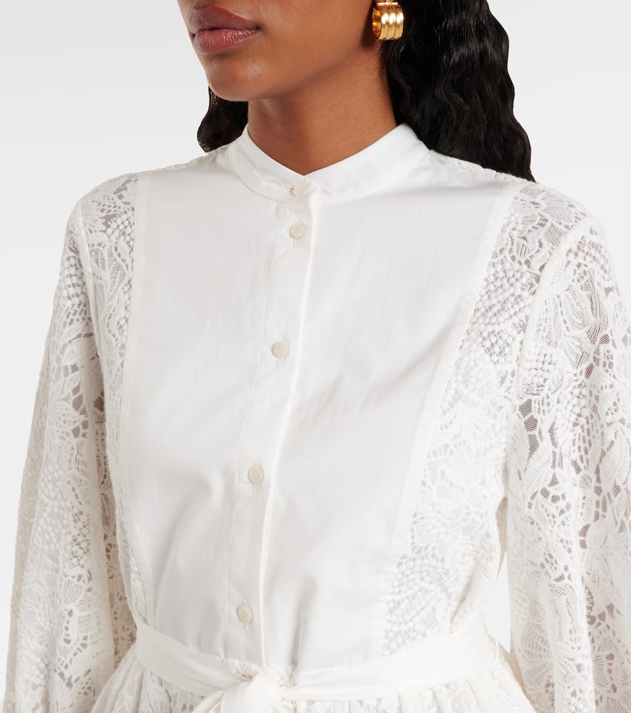 Embroidered cotton lace midi dress