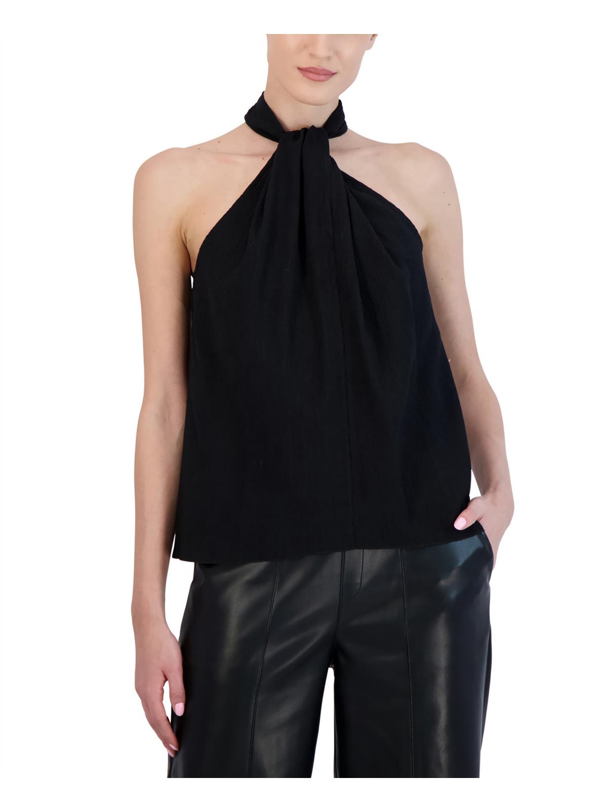 Womens Sleeveless Pleated Halter Top